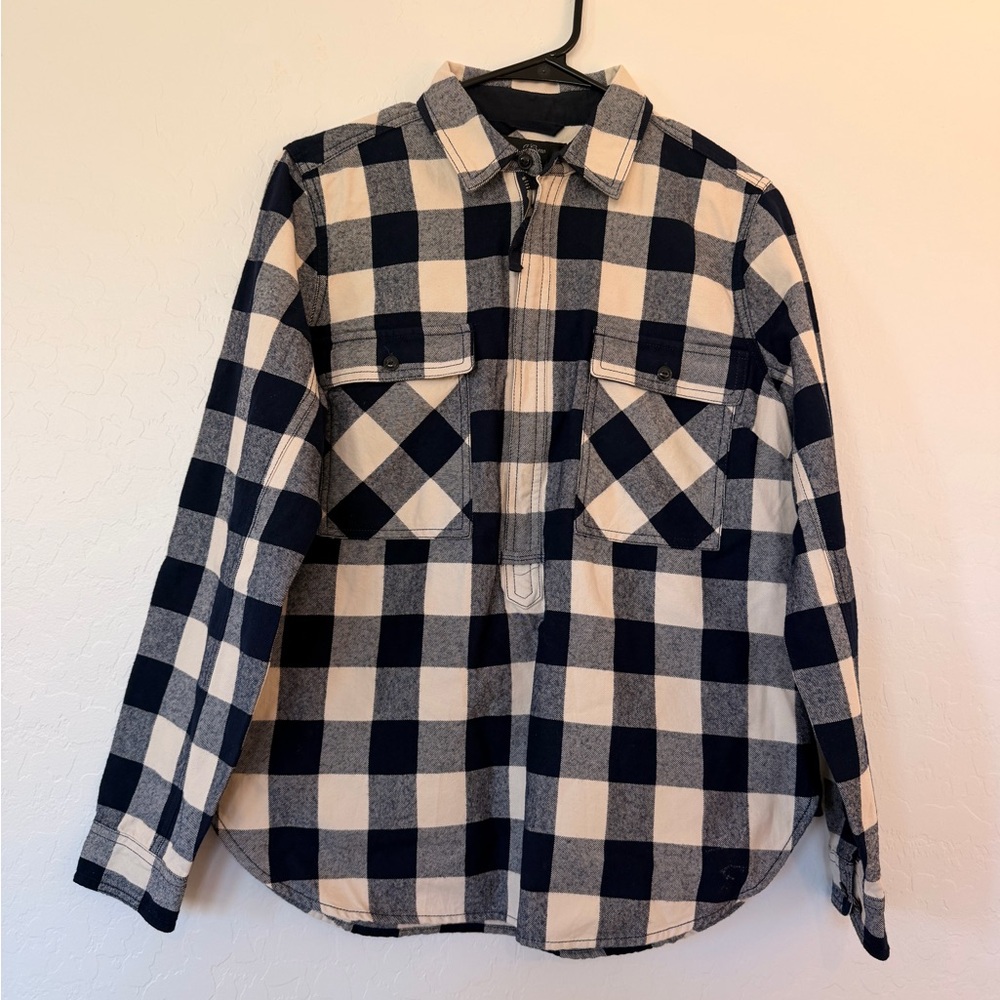 Womens J Crew Plaid 1/4 Zip Wool Blend Shirt size small